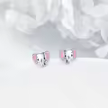 wholesale 925 Sterling Silver Elephant Pink Enamel Stud Earrings Hypoallergenic  for Girls and Women-0-4
