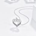 wholesale 925 Sterling Silver Heart-Shaped Double Dolphin Pendant Necklace with Crystals and Chain - Gifts for Women-0-1