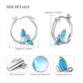 wholesale 925 Sterling Silver Butterfly Blue Enamel Opal Hoop Earrings For Women-0-2
