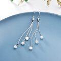 wholesale 925 Sterling Silver Threader Earrings with Pearl Drops and Chain Charms for Women-0-1