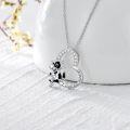 wholesale 925 Sterling Silver Heart-Shaped Cow Pendant Necklace with Cubic Zirconia - Mother's Day Gifts for Her-0-1
