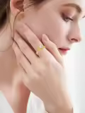 TOUPOP 18k Gold Plated Sterling Silver Moissanite Engagement Rings-0-2