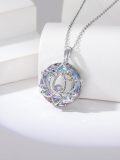 wholesale Lotus Necklace 925 Sterling Silver Flower Crystal Pendant Jewelry Birthday Gifts For Women Sister Wife Grandma Nana Anniversary -0-2