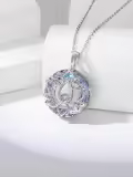 TOUPOP Sterling Silver Crystal Lotus Flower Pendant Necklace-0-2