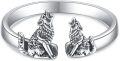 wholesale TOUPOP Wolf Rings Opal Sterling Silver Wolf Rings For Women Opal Moon Wolf Jewelry Wolves Gifts Howling Wolf Rings Charm Jewelry For Wolf Lover Women Men Mom Friends Birthday -0-0