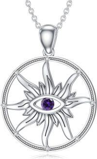 wholesale 925 Sterling Silver Red CZ Evil Eye Pendant Necklace for Women Girls  45cm Chain Length-Style-January-Style-February