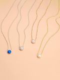 wholesale 925 Sterling Silver Synthetic Opal 8mm Round Pendant Necklace with Gold Plated Chain (chars)-0-4