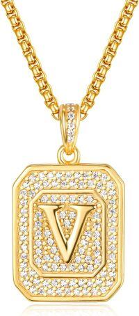 wholesale Gold Filled Sterling Silver Letter Jewelry Necklace for Women Gift for Mom Wife Birthday Anniversary Christmas-Letter V