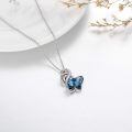 wholesale 925 Sterling Silver Blue Butterfly Pendant Necklace Wholesale With Crystal Accents-0-3