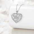 wholesale 925 Sterling Silver Tree of Life Heart Pendant Necklace for Women with Cubic Zirconia and Chain 45cm Length-0-1