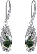 wholesale 925 Sterling Silver Moss Agate Tree of Life Drop Earrings with Leverbacks-0-0