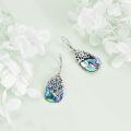 wholesale 925 Sterling Silver Abalone Shell Hummingbird Drop Earrings with Leverbacks-0-3