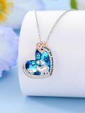 wholesale 925 Sterling Silver Mama Bear Opal Heart Necklace with 2 Cubs Jewelry for Women Wife Grandma Mothers Day Gift-0-7