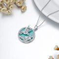 wholesale 925 Sterling Silver Natural Turquoise Hummingbird Flower Pendant Necklace for Women-0-3
