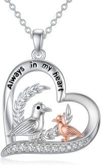 wholesale TOUPOP Sterling Silver Pigeon Necklace Heart Pendant Forever In My Heart Mother And Daughter Necklace For Women Friends Mother's Day -undefined
