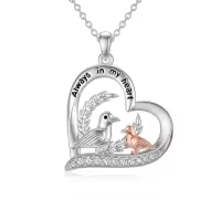 TOUPOP Sterling Silver Pigeon Heart Pendant Mother Daughter Necklace-undefined