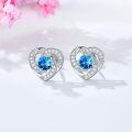 wholesale 925 Sterling Silver Birthstone Heart Stud Earrings Jewelry Gifts for Women-0-7