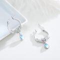 wholesale 925 Sterling Silver Butterfly Moonstone Drop Hoop Earrings-0-1