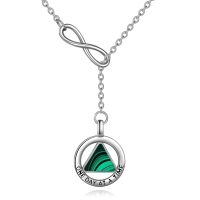 wholesale 925 Sterling Silver Infinity & Jade Stone Pendant Necklace - One Day at A Time Jewelry for Women's Addiction Recovery Gifts-AA malachite