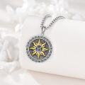 wholesale 925 Sterling Silver Sun and Symbol Pendant Necklace for Men's Greek Mythology Jewelry-0-1
