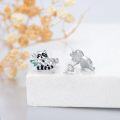 wholesale 925 Sterling Silver Raccoon Stud Earrings Adorable Animal  for Women Girls-0-2