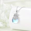 wholesale Sterling Silver Moonstone Axolotl Owl Dog Elephant Turtle Pendant Necklace-0-9