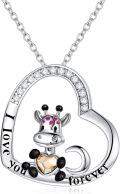 wholesale 925 Sterling Silver & Austrian Crystal Cute Giraffe I Love You Forever Heart Necklace - 20mm Pendant, 18 Chain, 3.7g, Hypoallergenic Gift for Her-0-0