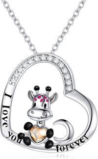 wholesale Sterling Silver Crystal Giraffe Elephant Koala Necklace Love Forever Gift-A-cute giraffe