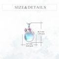 wholesale 925 Sterling Silver Moonstone Axolotl Pendant Necklace with Pink and Purple Accents-0-4