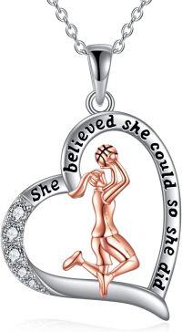 wholesale 925 Sterling Silver Basketball Player Pendant Necklace for Women Girls Sports -Basketball Women Necklace 2