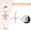 wholesale Rose Gold 925 Sterling Silver Rose Cross Pendant Necklace for Women Christian Jewelry Religious Gifts-0-2