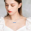 wholesale 925 Sterling Silver Blue Opal Leaf Bar Pendant Necklace s for Women Girls-0-3
