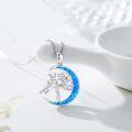 wholesale 925 Sterling Silver Blue Fire Opal Moon Tree of Life Family Tree Pendant Necklace s for Women-0-1
