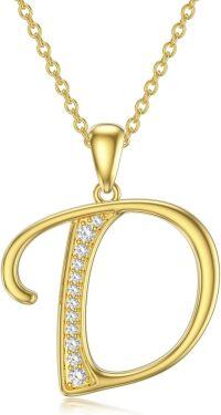wholesale 14K Gold Moissanite A Z Initial Necklace for Women 16+2 -D