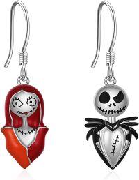 wholesale TOUPOP Jack Skellington And Sally Earrings Sterling Silver Skull Earrings Nightmare Earrings -undefined