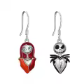 TOUPOP Sterling Silver Skull Earrings Jack Skellington And Sally Nightmare-0-0