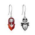 TOUPOP Sterling Silver Skull Earrings Jack Skellington And Sally Nightmare-0-0