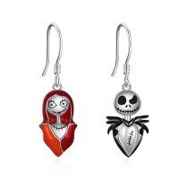 TOUPOP Sterling Silver Skull Earrings Jack Skellington And Sally Nightmare-undefined