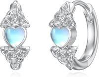 wholesale S925 Sterling Silver Moonstone Celtic Knot Hoop Earrings 13.8mm, Timeless Minimalist Design, Gift for Women-03-Celtic Knot Earrings