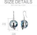 wholesale 925 Sterling Silver Cat on the Moon Dangle Earrings with Circle Crystal for Women Cat Lovers-0-4