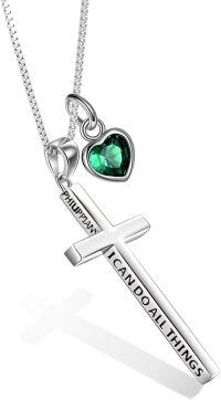 wholesale Sterling Silver Cross Necklace Philippians 4 13 I Can Do All Things Inspirational Gift-silver-05 May