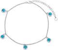 wholesale Sterling Silver Turquoise Stone Anklet for Women Mother s Day Gift-0-0