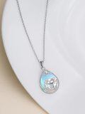 wholesale 925 Sterling Silver Teardrop Sunflower Blue Agate Pendant Necklace for Women-0-5