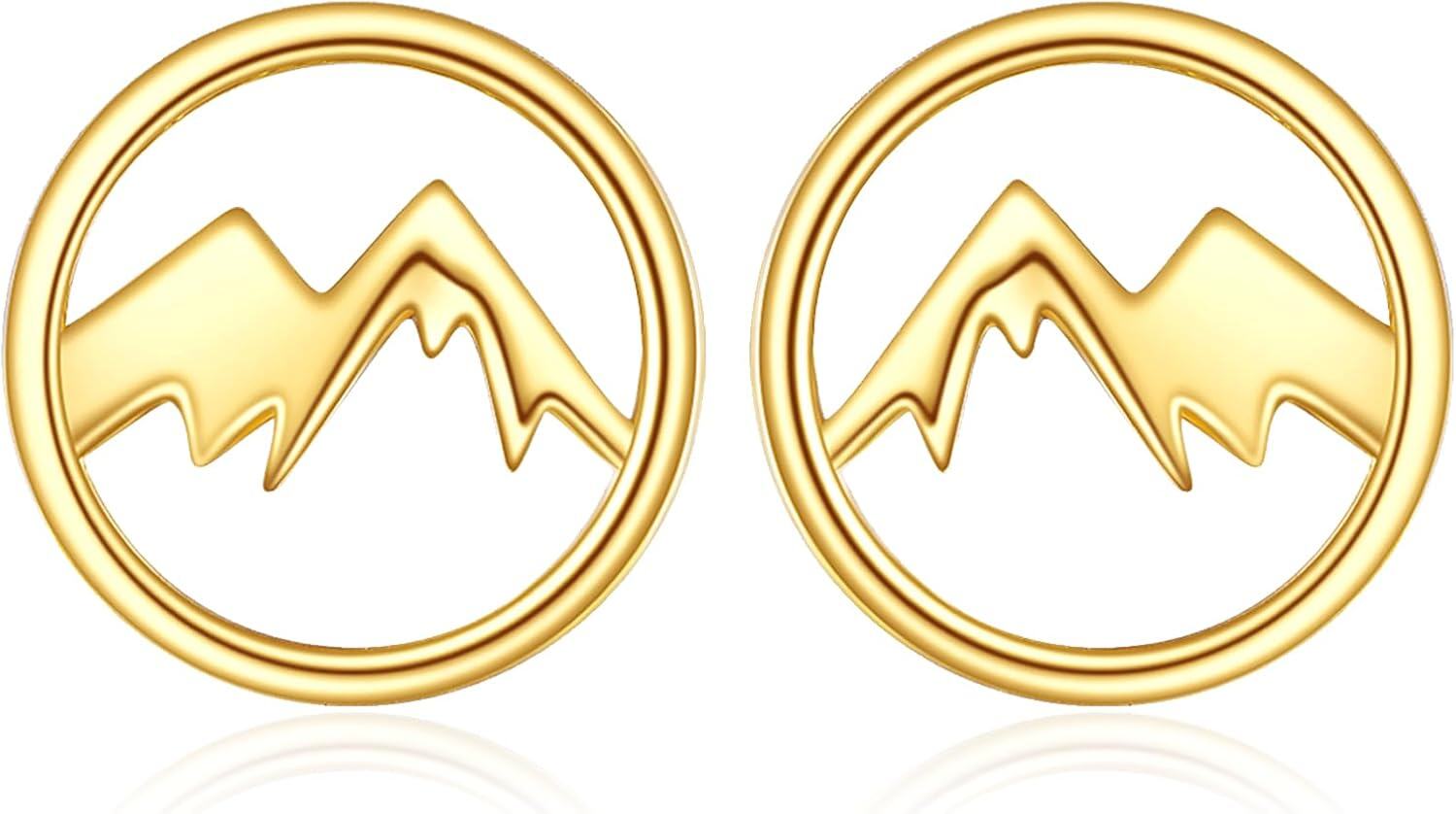 wholesale Gold Mountain Stud Earrings - Minimalist 14K Solid Gold  for Women & Girls-0-0