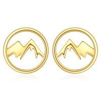 wholesale 14k Gold Mountain Circle Earrings Wholesale Pair-B-Mountain