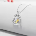 wholesale 925 Sterling Silver Heart-Shaped Giraffe and Baby Pendant Necklaces Wholesale for Women Girls Mothers Day Gift-0-4