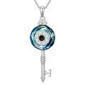 TOUPOP Sterling Silver Crystal Evil Eye Key Necklace Protection Amulet Gift-0-0