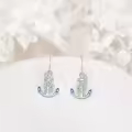wholesale 925 Sterling Silver Anchor Sea Life Dangle Earrings w/ Blue Ocean Stones for Women & Girls-0-2