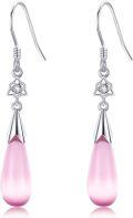 wholesale 925 Sterling Silver Pink Agate Drop Dangle Earrings with CZ Flower Charm - Mothers Day Gifts for Her-0-0