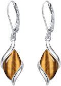 wholesale 925 Sterling Silver Tiger Eye Twist Drop Dangle Earrings for Women-0-0